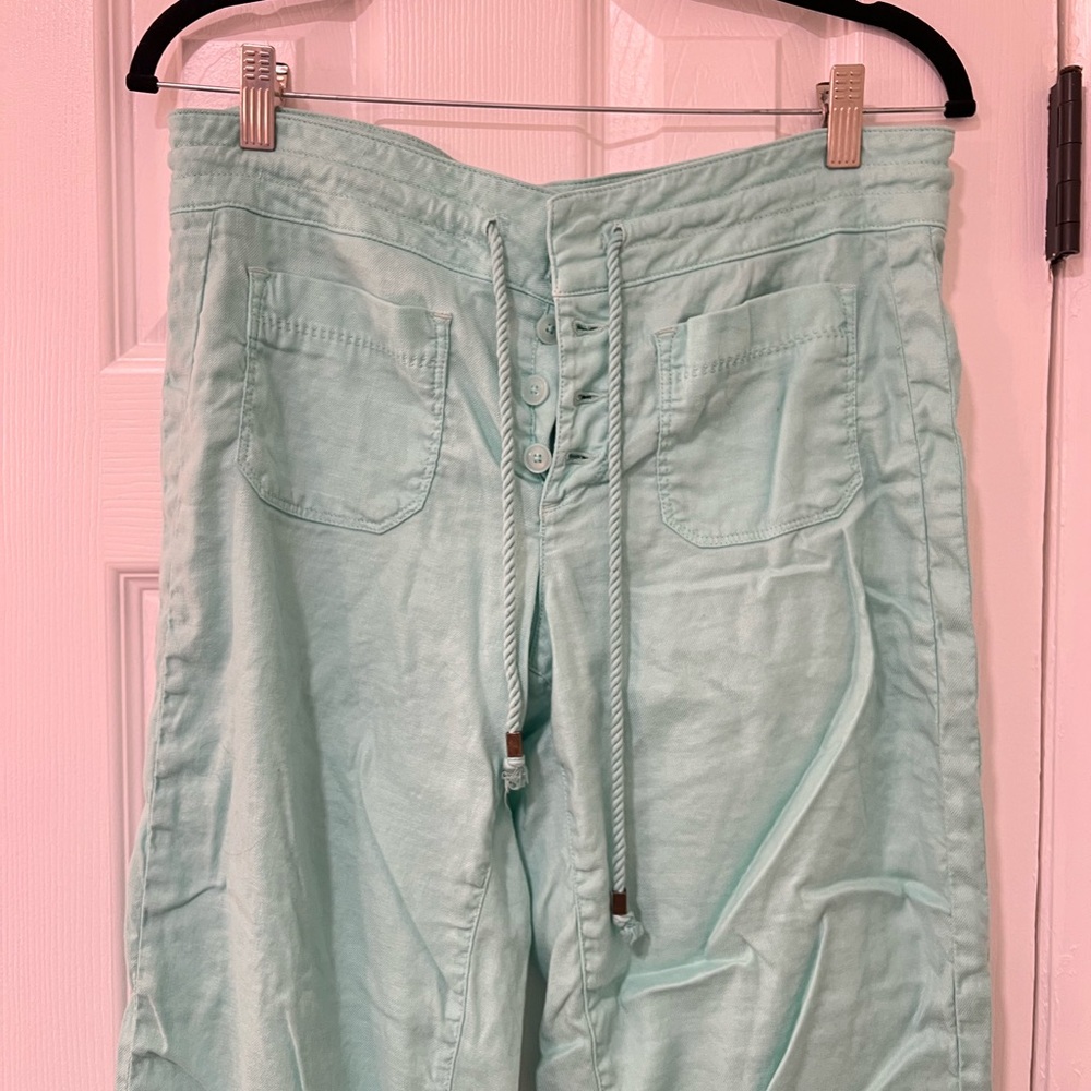 Level 99 - Teal Women's linen pants - Picture 3 of 11